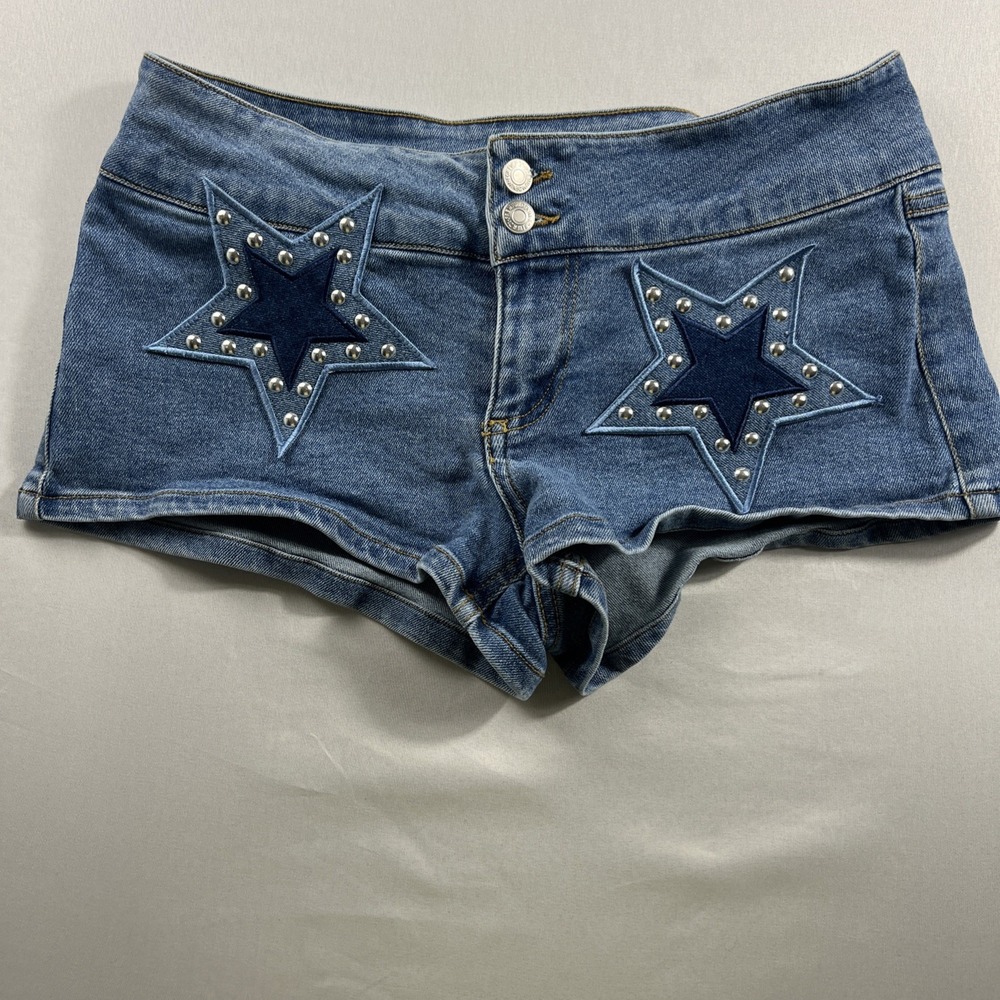 Forever 21 Frankie & The Studs Women's Blue Jean Shorts w/Bold Starts Size Large